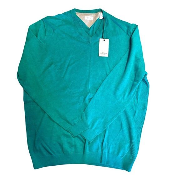 ADIDAS “AdiPure” Men's Teal 100% Cotton SOFT V-Neck Sweater NWT size XL - Picture 1 of 5